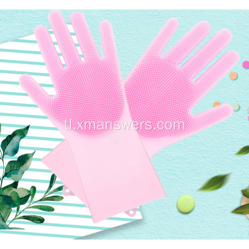 Multifunctional silicone dishwashing gloves para sa paglilinis